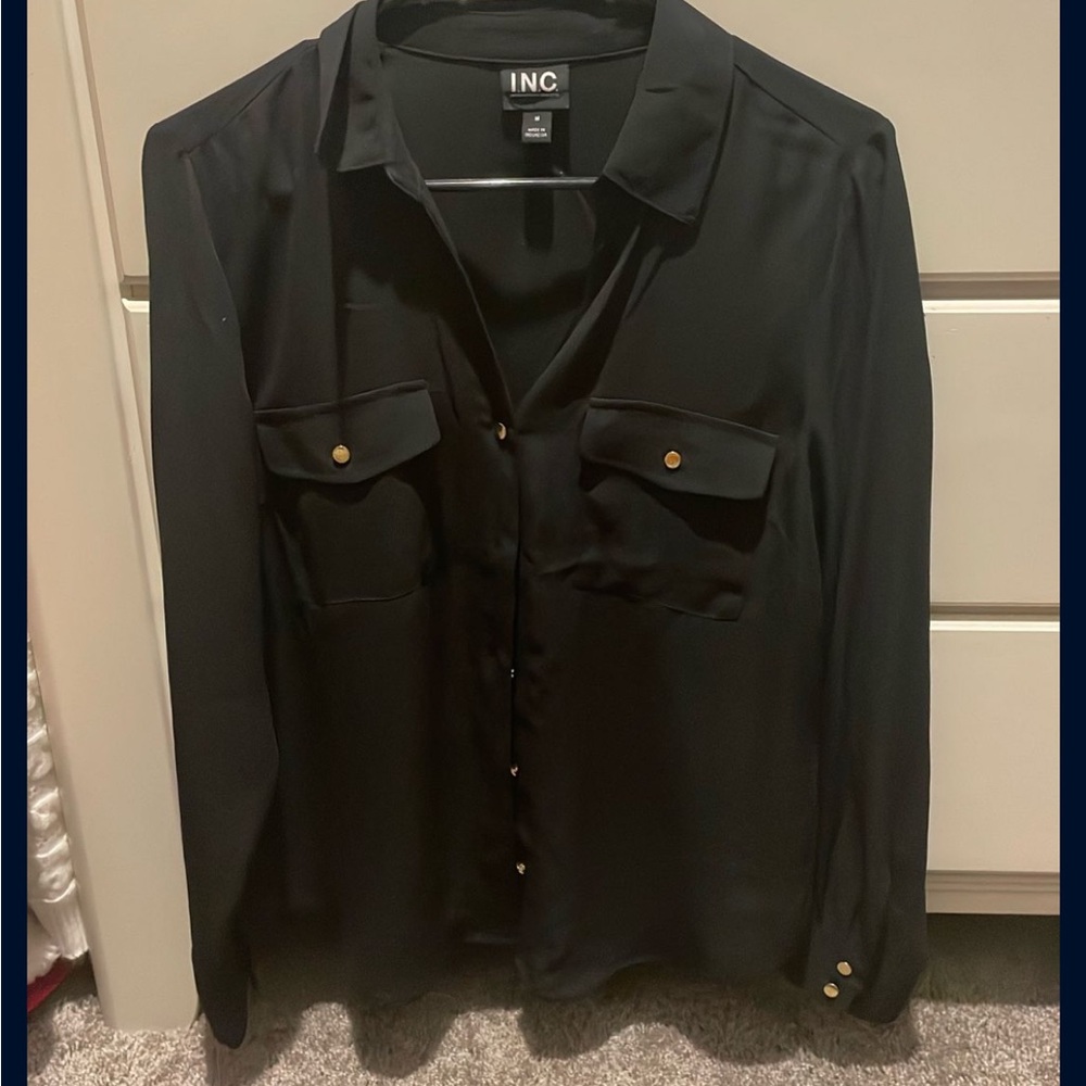 INC International Concepts Men's Black Button-Down Shirt